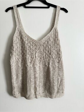 LC Lauren Conrad Cream Knit Lace-Pattern Camisole